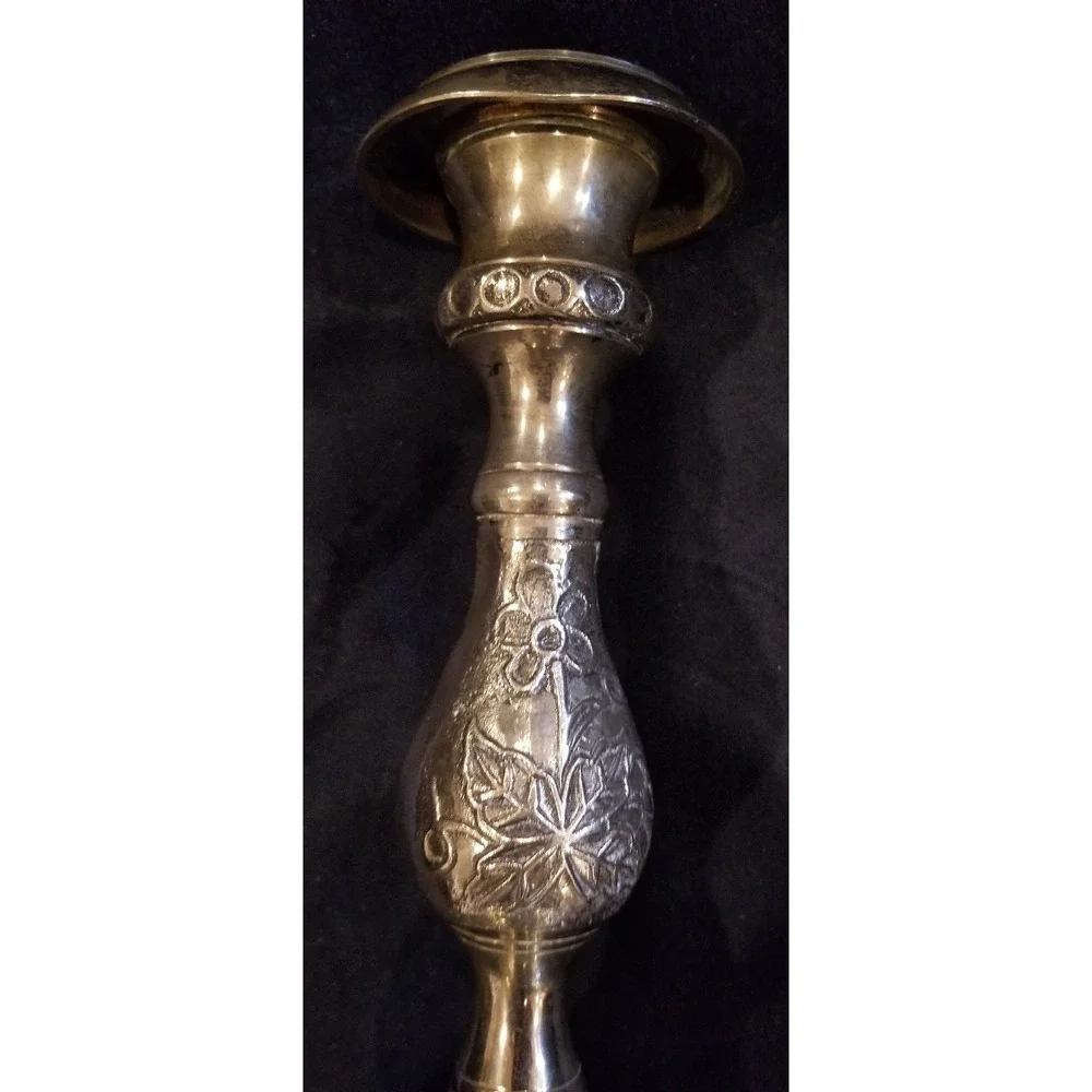 Vintage Ornate Cast Metal Candle Holder Candlestick 8.25